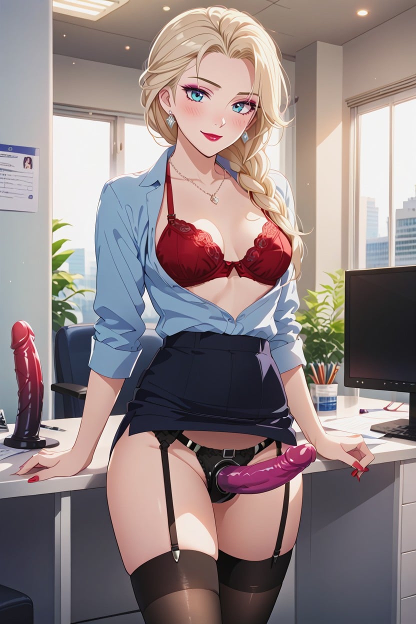 Red Bra, Office, Standing Hentai AI Porn