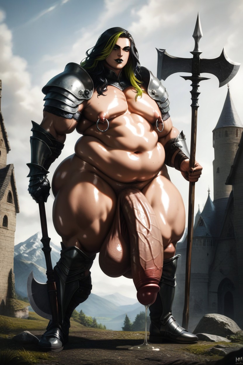 Morbidly Obese, Black Medieval Fantasy Armor, Chubby Porno IA Gay
