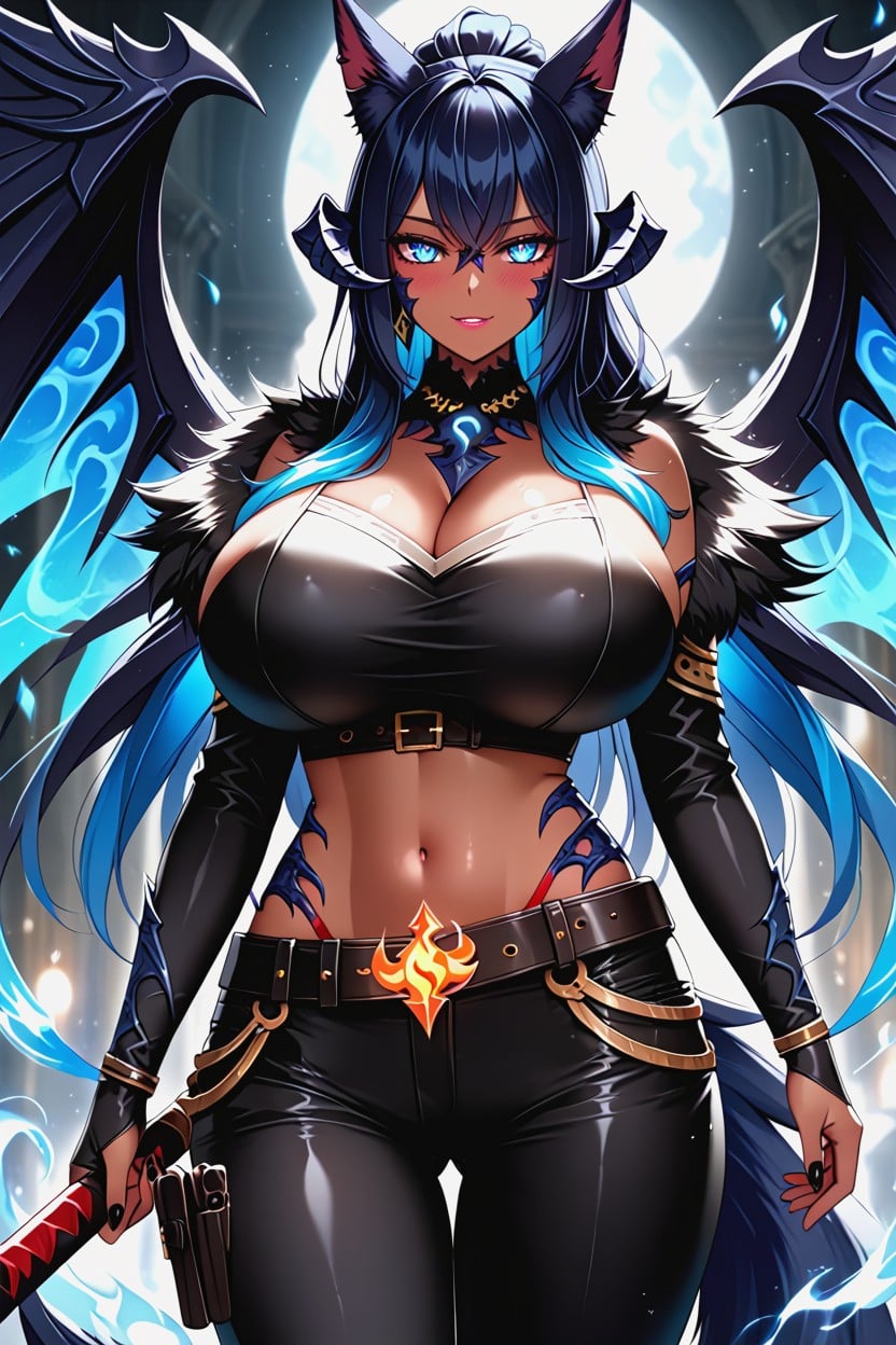 Blue Hair Light Blue Hair, 18+, Hyper Breasts Ebony AI Porn