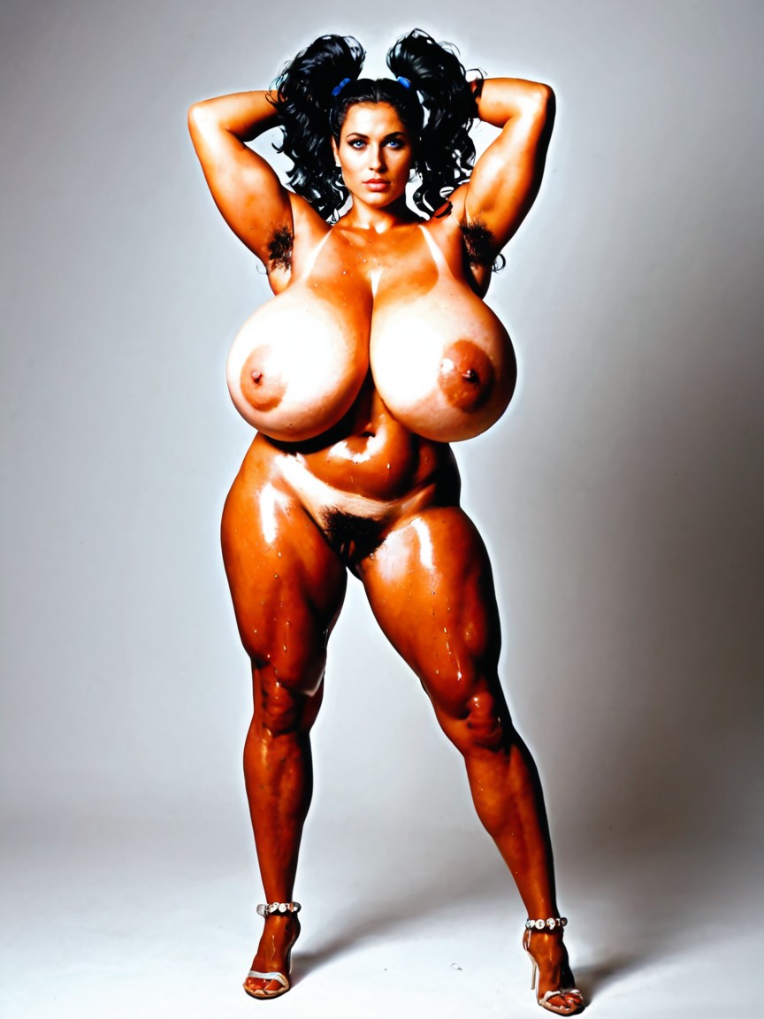 Looking At Viewer, Bright Light Blue Eyes, Very Thick Muscular Calves AI Porn
