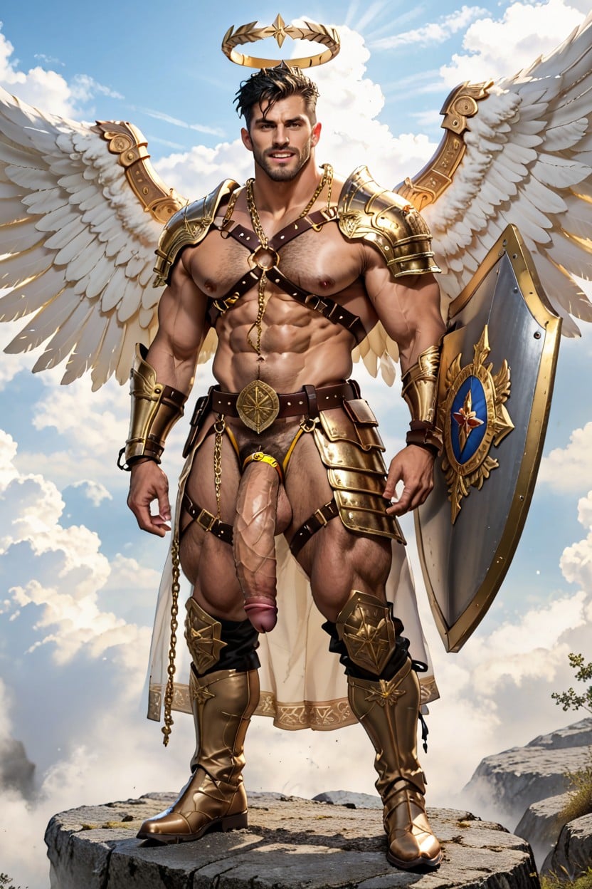 Wearing Revealing Golden Armor, Golden Harness, Amber Eyes Porno IA Gay
