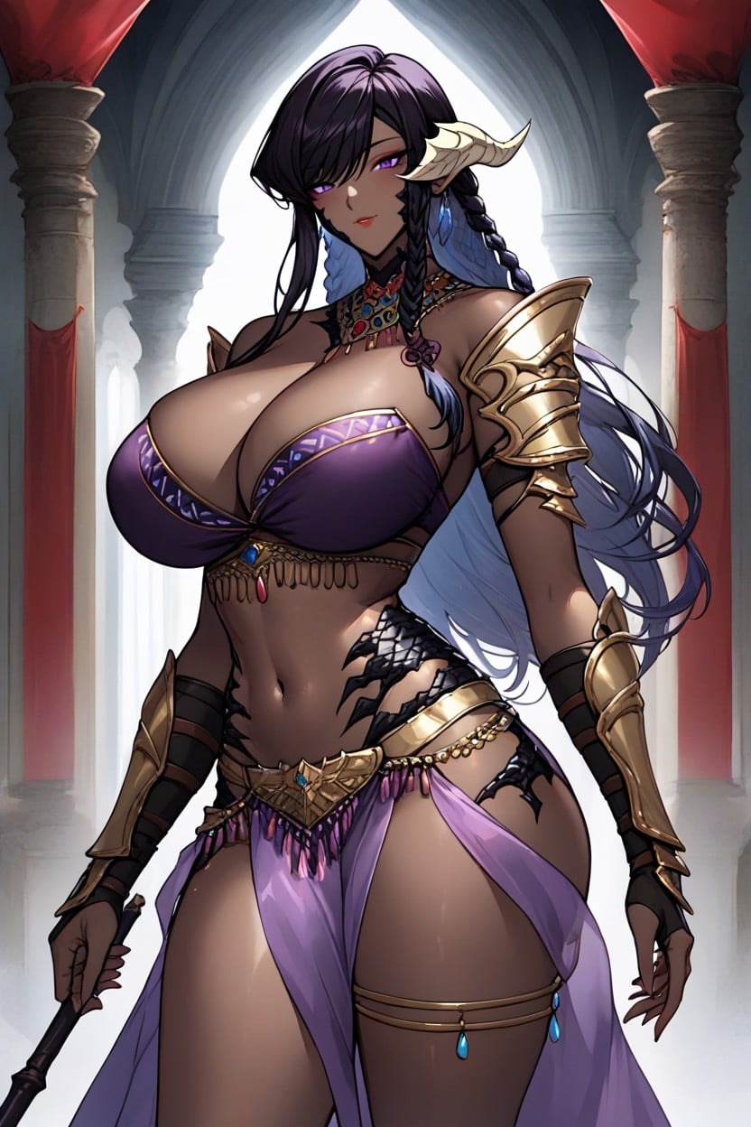 Fluffy Blue Fur On Neck, Black Scales On Arms, Medieval Hentai AI Porn