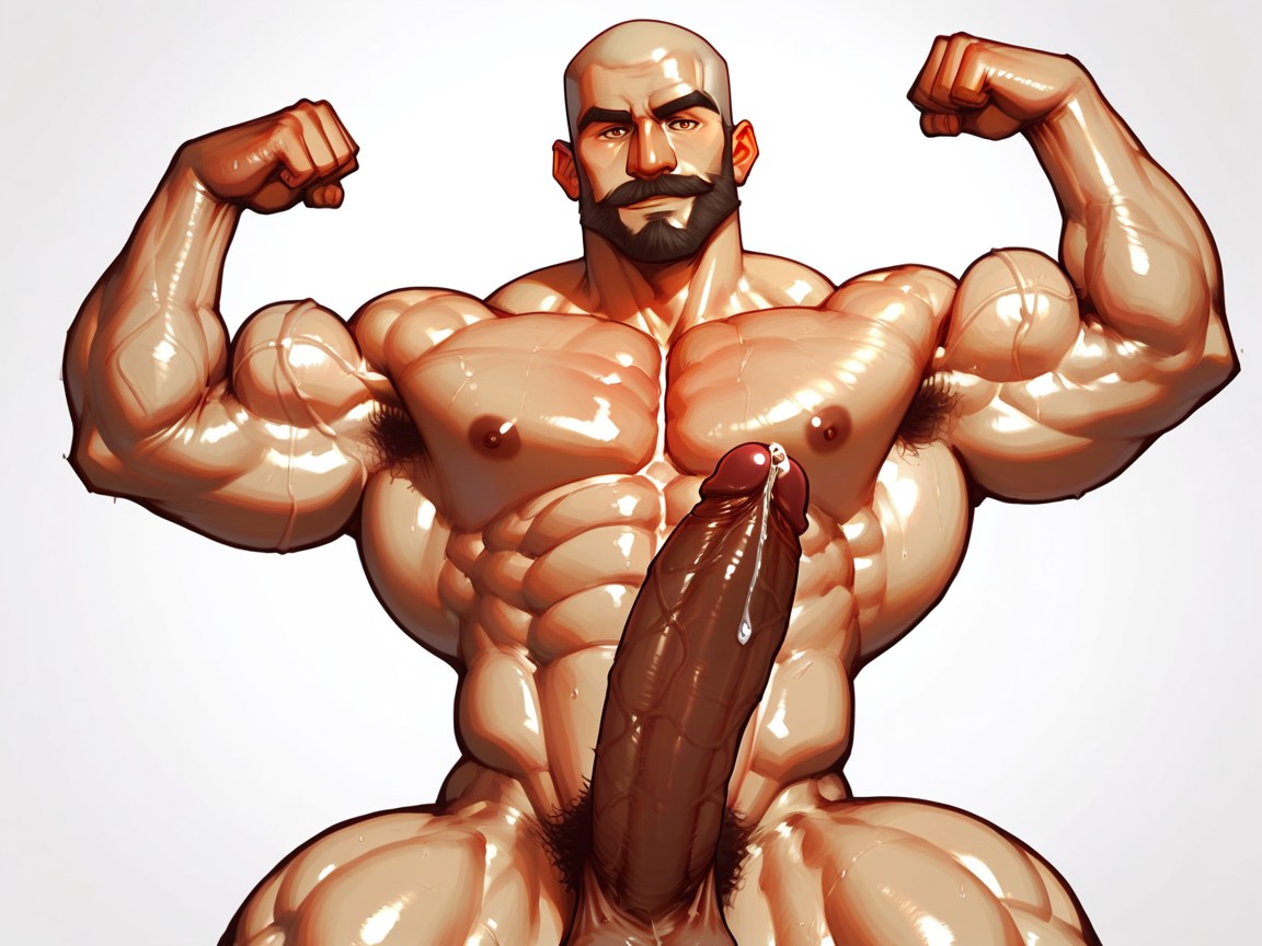 Huge Cock, Bright Lighting, Simple Background 게이 AI 포르노