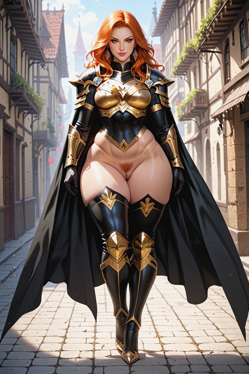 Brown Eyes, Golden Armour, Stockings AI Porn