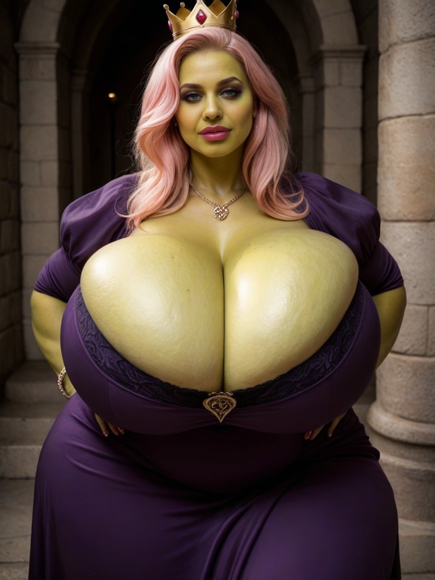Veiny Breasts, Mature Woman, Pink Hair AI Porn