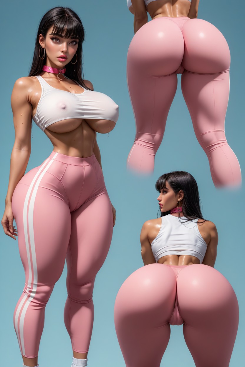 Bubble Butt, Extremely Wasp Waist, Stand With Legs Wide Apart AI Porn