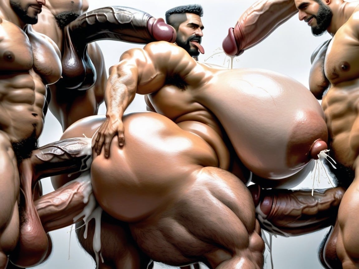 Толстые Бедра, Extreme Hyper Boobs, Triple Penetration In Ass ИИ гей порно