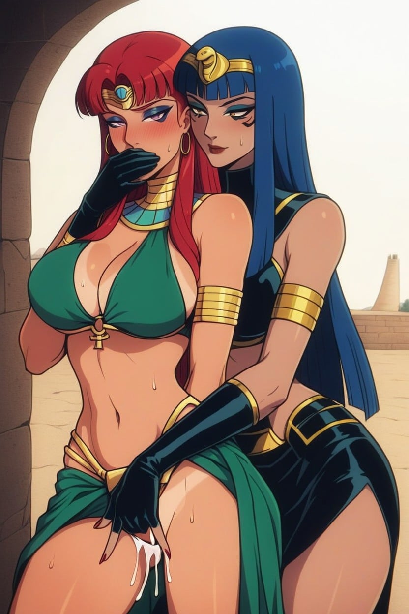 Egyptian Princess Aroused And Seductive, Revealing Princess Outfit, Detailed Faces Hentai AI Porn