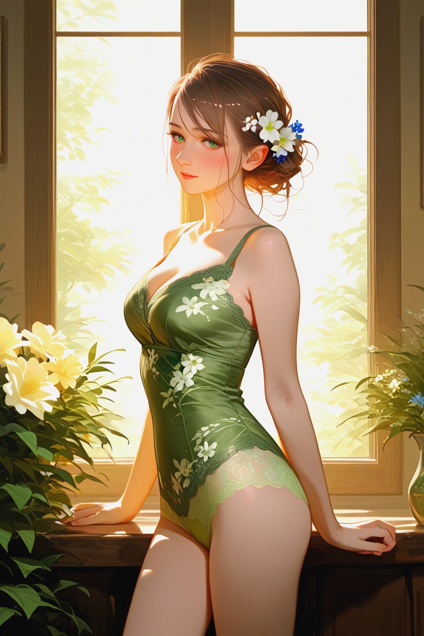Beauty, Brown Hair, Posing Hentai AI Porn