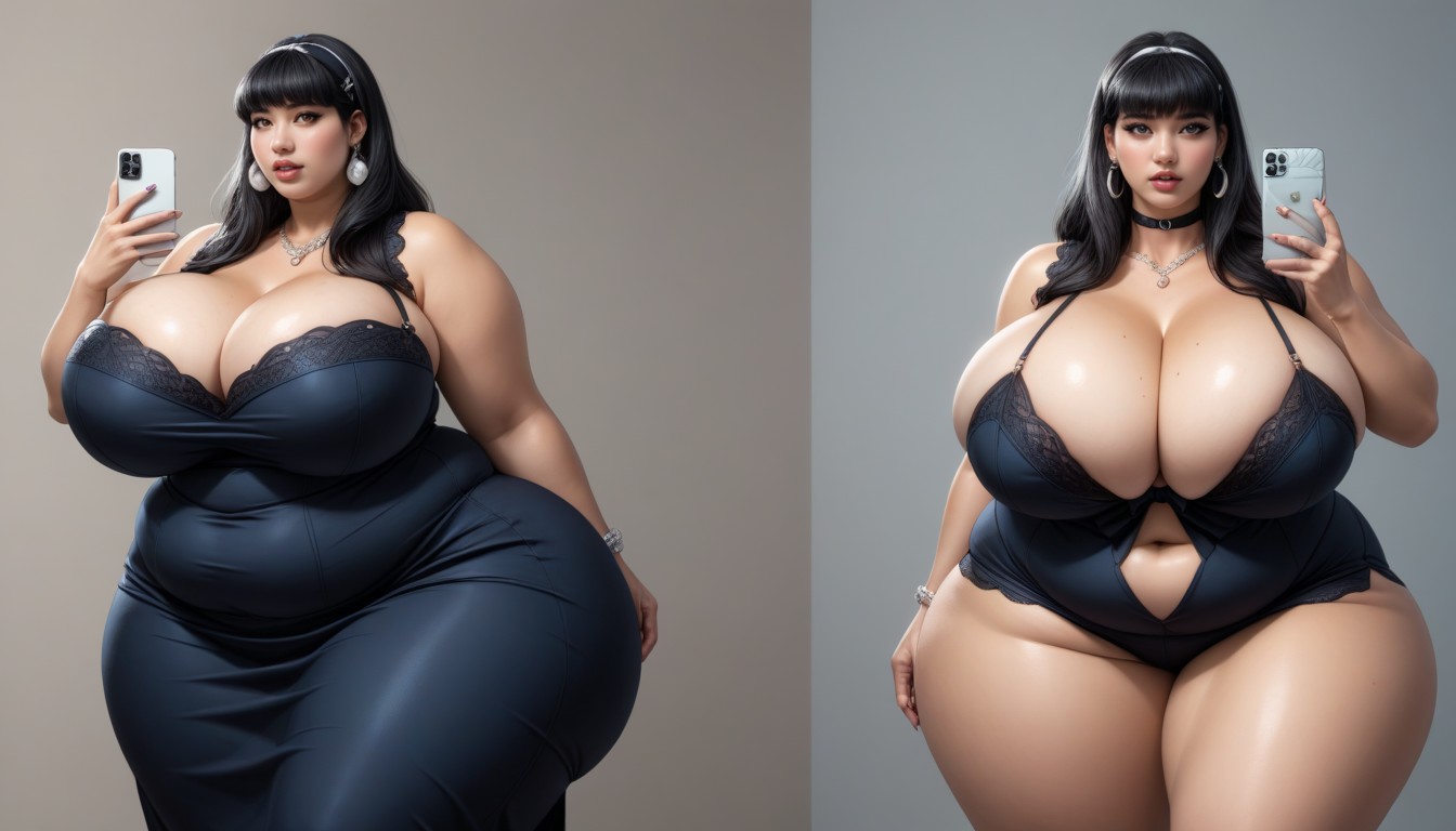 Selfie, The Most Perfect Gargantuan Massively Fat Breasts Expansion, The Most Perfect Sexy Thick Plump Very Fat Asian American Woman BBW AI Porn