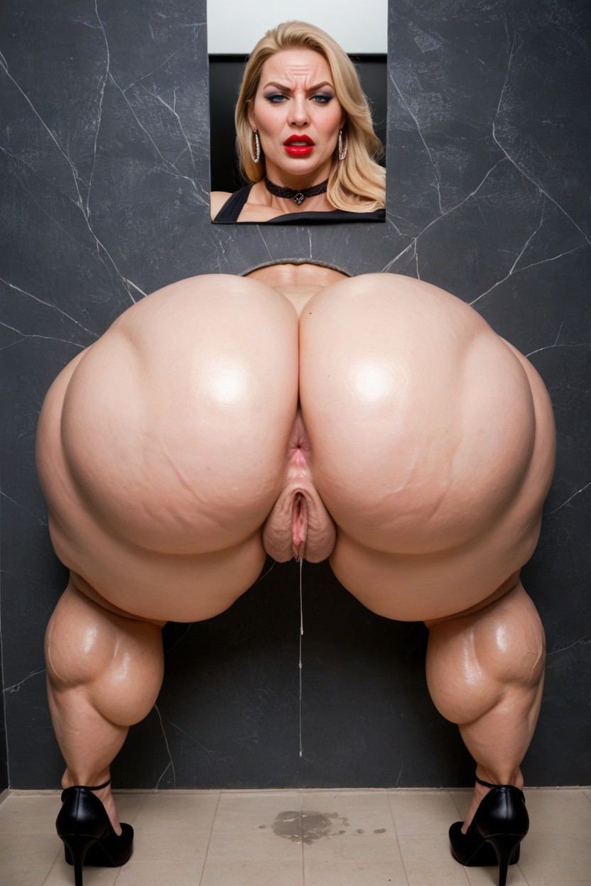 Blonde Hair, Red Lipstick, Perfect Butterfly Pussy AI Porn