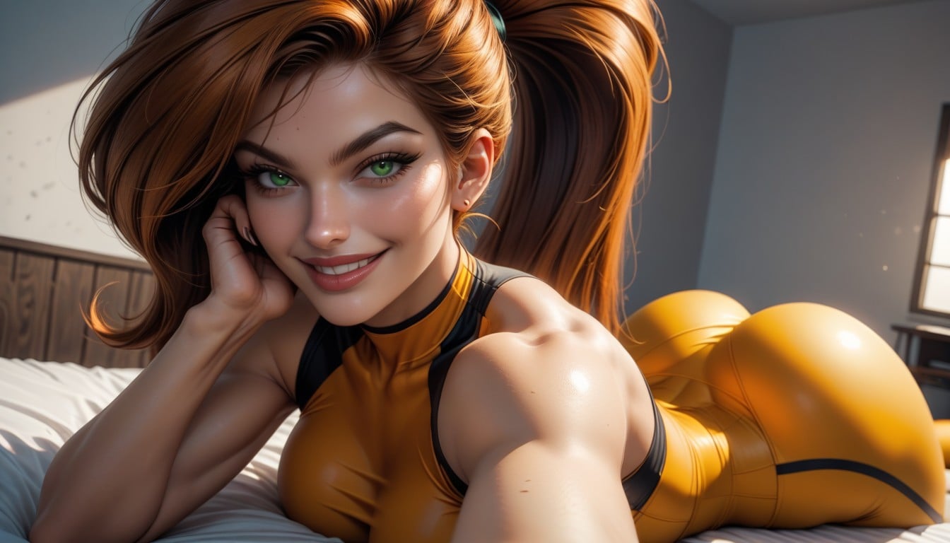 Laying On Stomach, Smirk, Strong Chiseled Jawline AI Porn