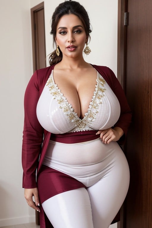Standing, Huge Cleavage, Stilettos AI Porn