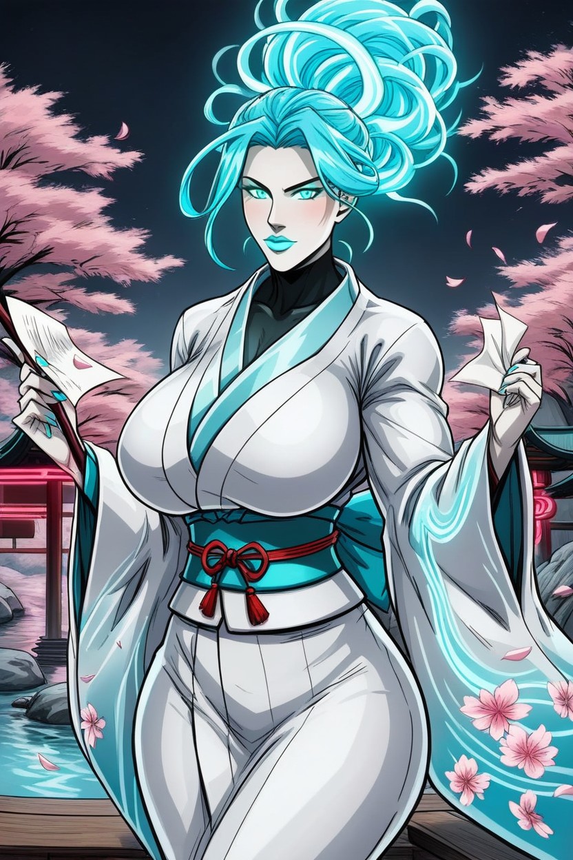 Beautiful Face, Arms Spread, Geisha Make-up AI Porn
