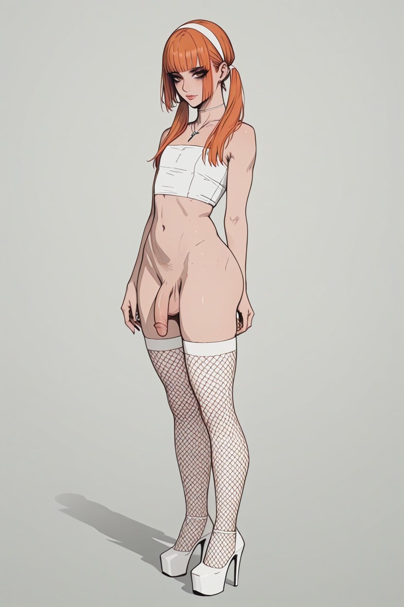 Mignon, Large Balls, Frange Porno IA transsexuelle