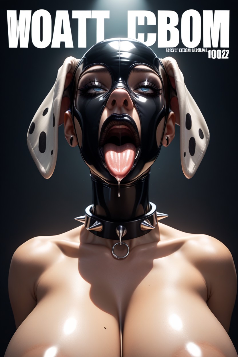 Breast Expansion, Latex, Tongue Out AI Porn