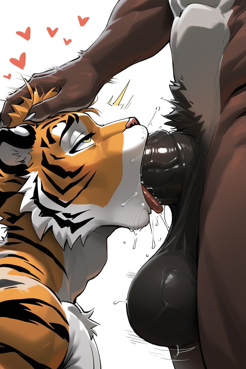 Deepthroating, Highly Detailed, Furry KI Schwulenporno
