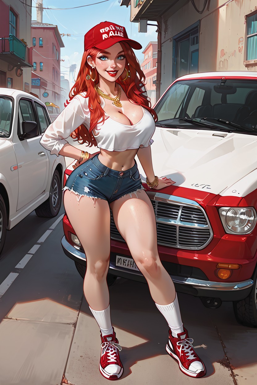 Busty, White Crop Top Shirt, Cute Hentai AI Porn