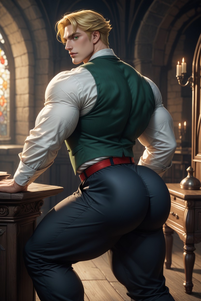 25+, Green Eyes, In Black Pants 게이 AI 포르노