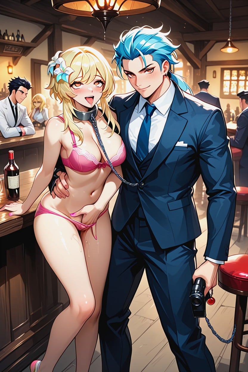 Lumine Fully Naked, Drooling, Man Fingering Lumine Hentai IA
