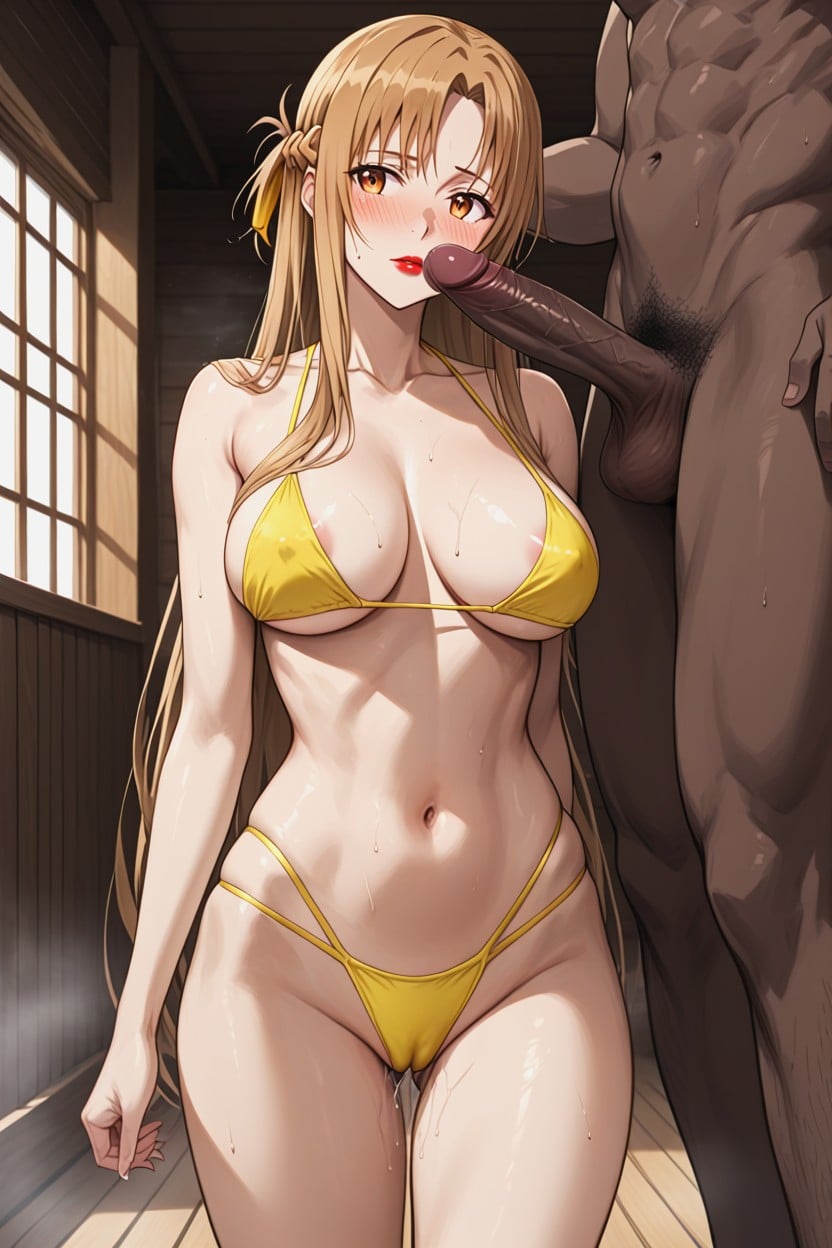 Bulge Squeezing Asunas Body, Looking Bulge, Watching Porno IA Hentai