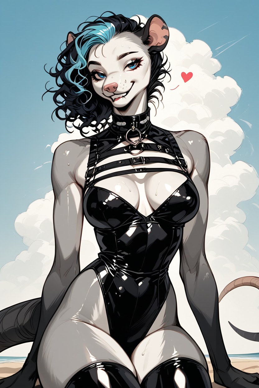 Heart Love, Messy Hair, Delgada Furry IA