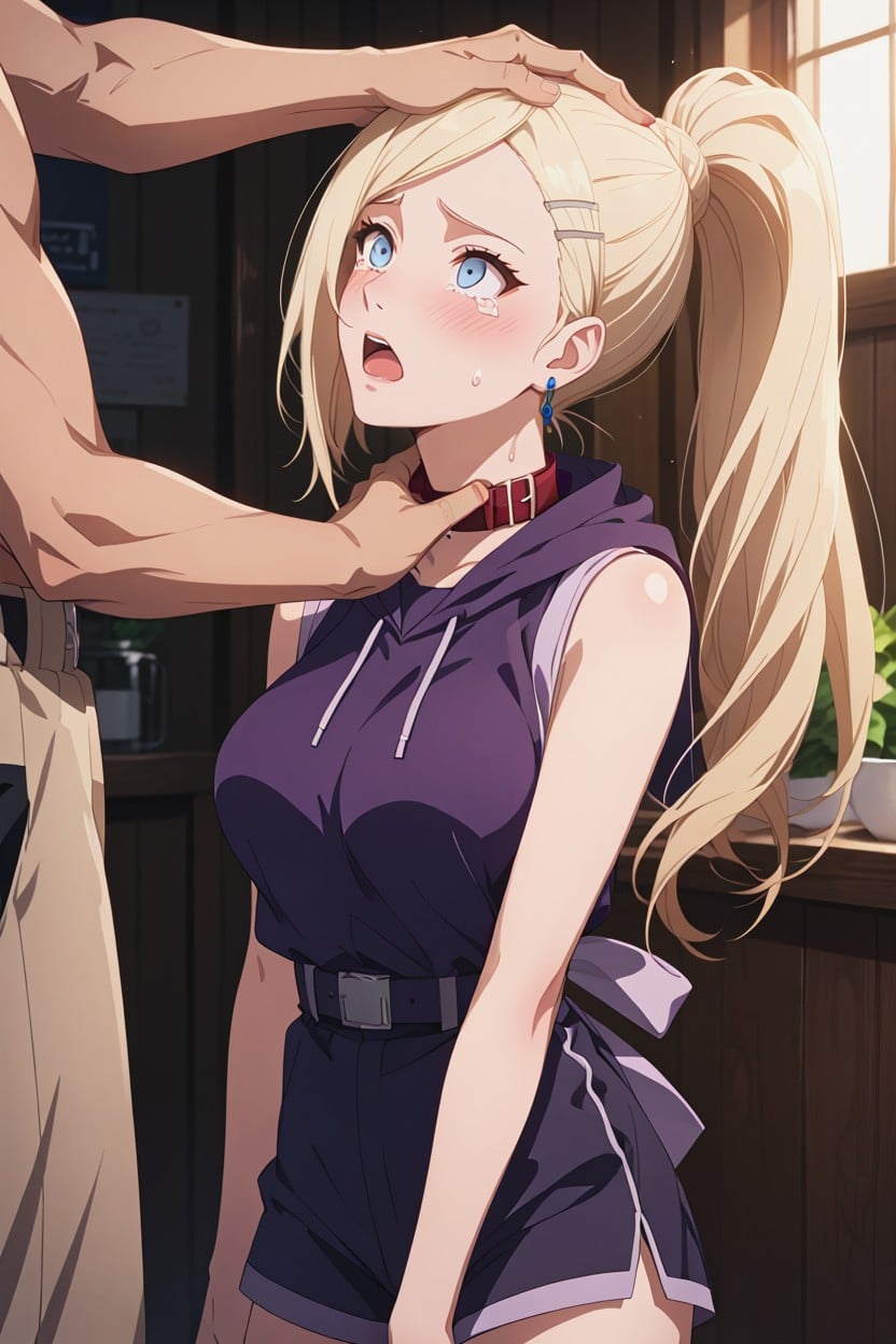 Woman, Nervous Face, Fitted Bandage Wrapped Shorts Clearly Visible Underneath Hentai AI Porn