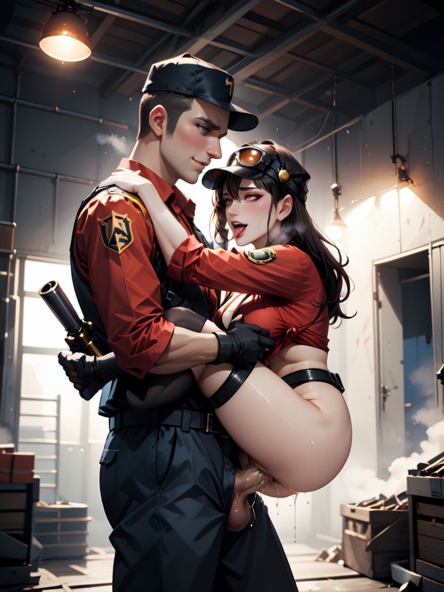 Underboob, Warehouse Boxes Nearby, Detailed Image Hentai AI Porn