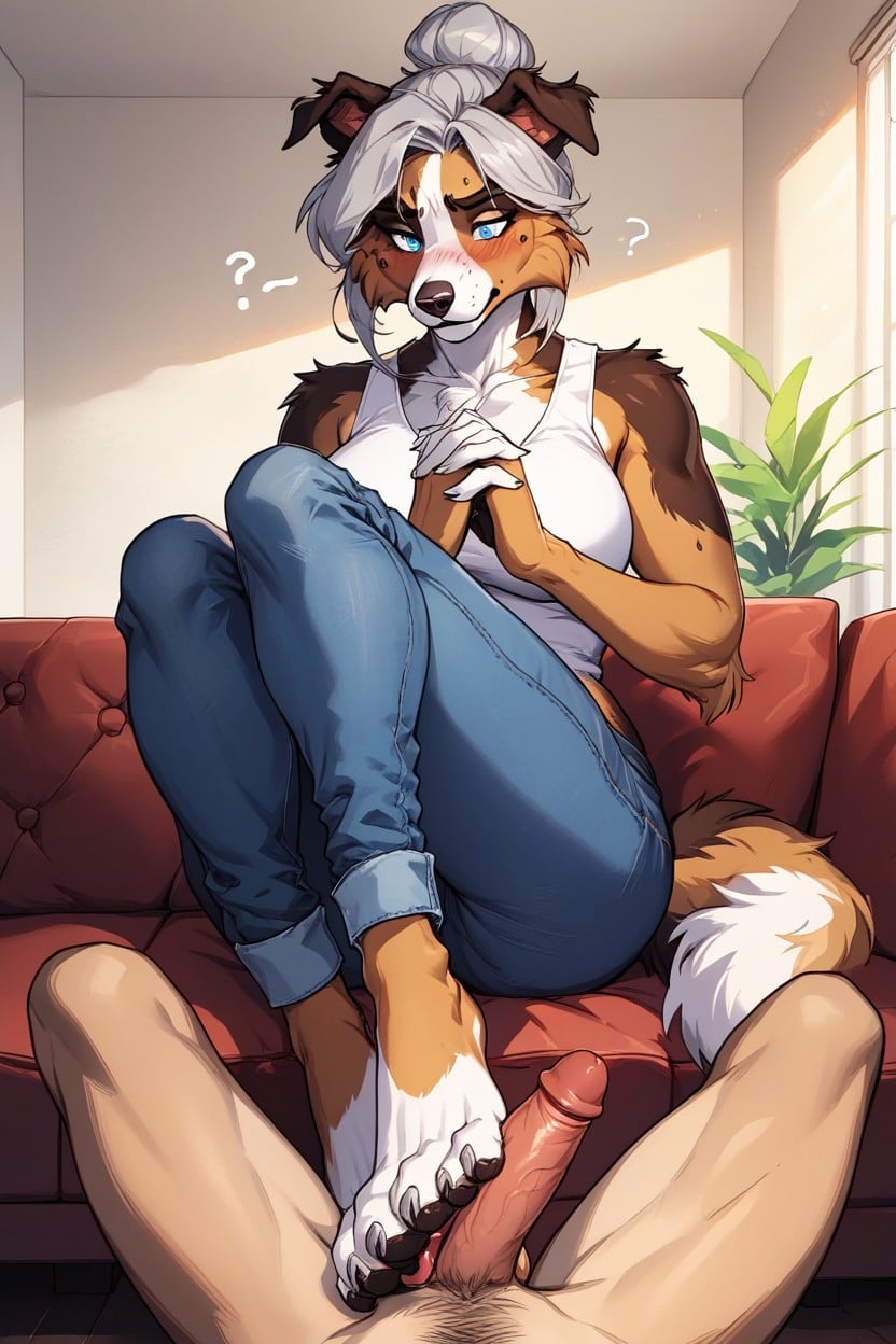 Natural Ass, Dogpaws, Full Body Viewing Distance Furry AI Porn