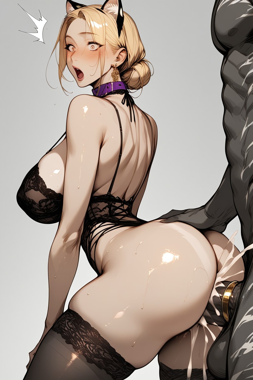 Kneeling, Bubble Butt, Gorgeous Thicc Hourglass Figure AI Porn