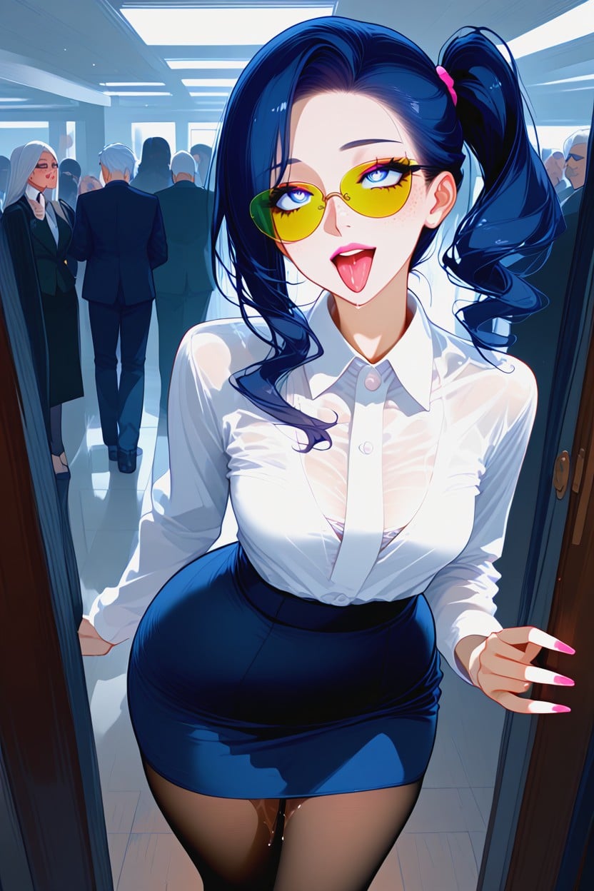 Blue Thick Eye Makeup, Ribs, Side Ponytail Hentai AI Porn
