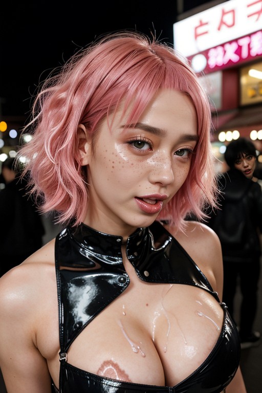 Neon Light, Japanese, Freckles AI Porn