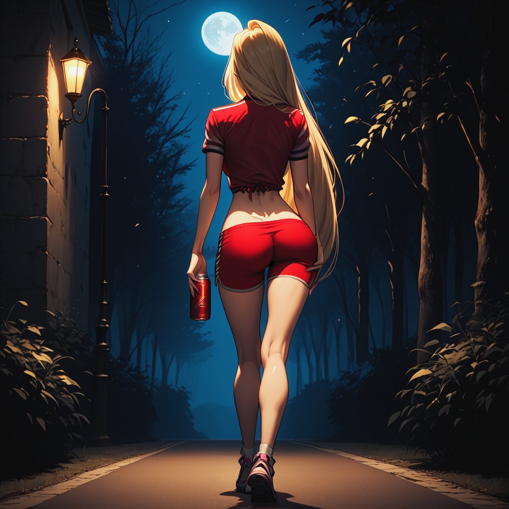 Blonde, Red Lipstick, Rear View Hentai AI Porn