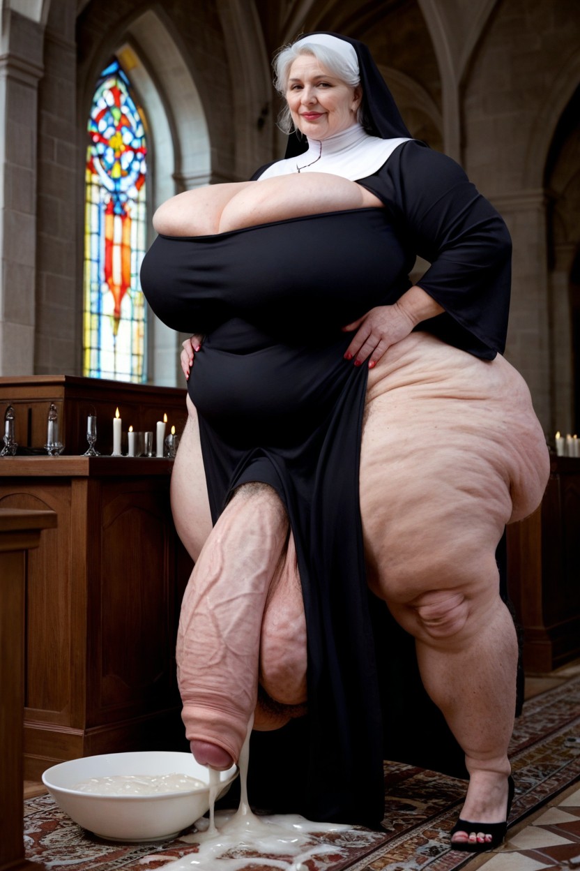 Hyper Hairy Body, White Hair, Obese Flabby Fat AI Porn