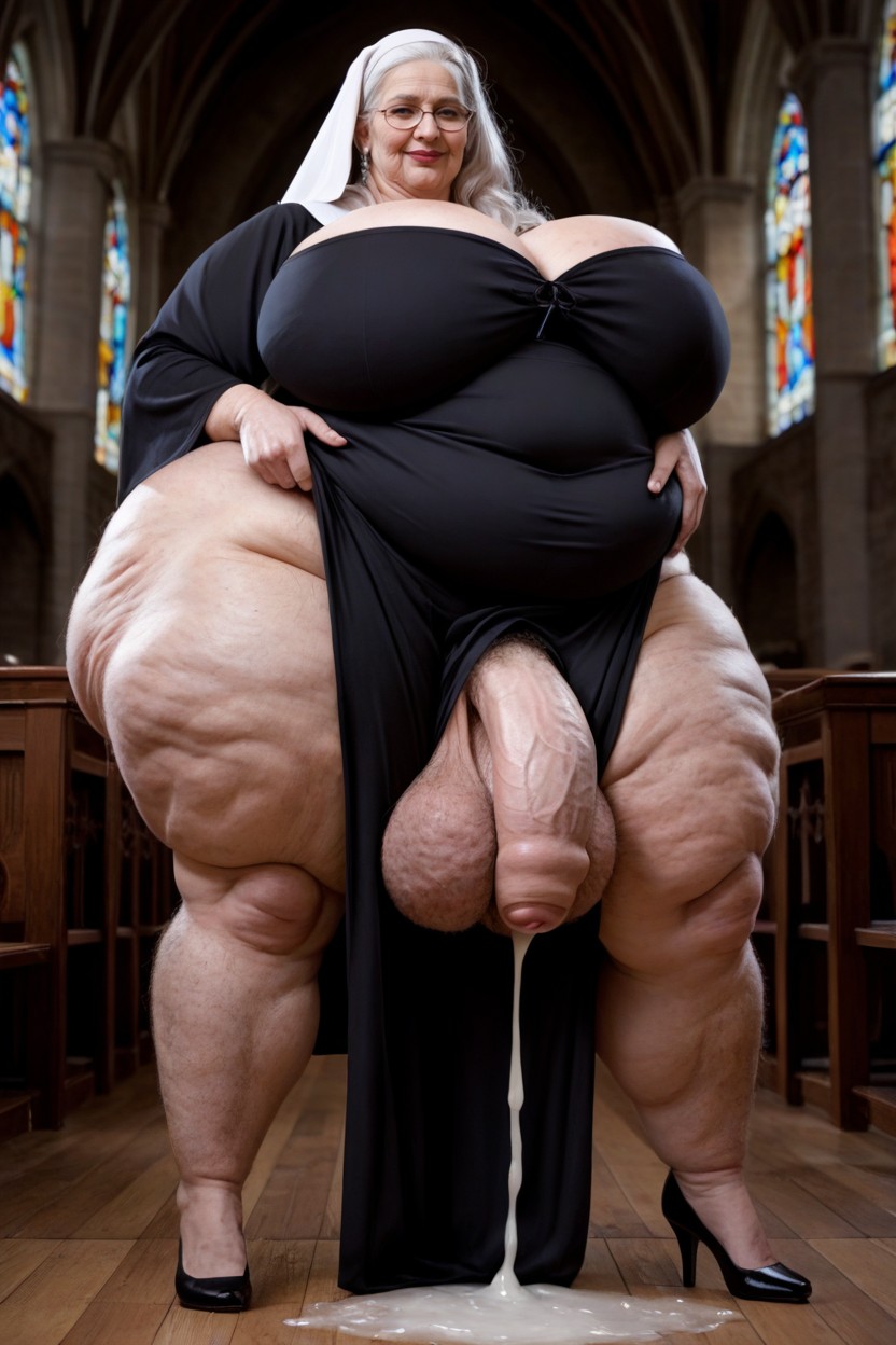Extremely Fat Obese Body, Indoors, Permed Hair AI Porn