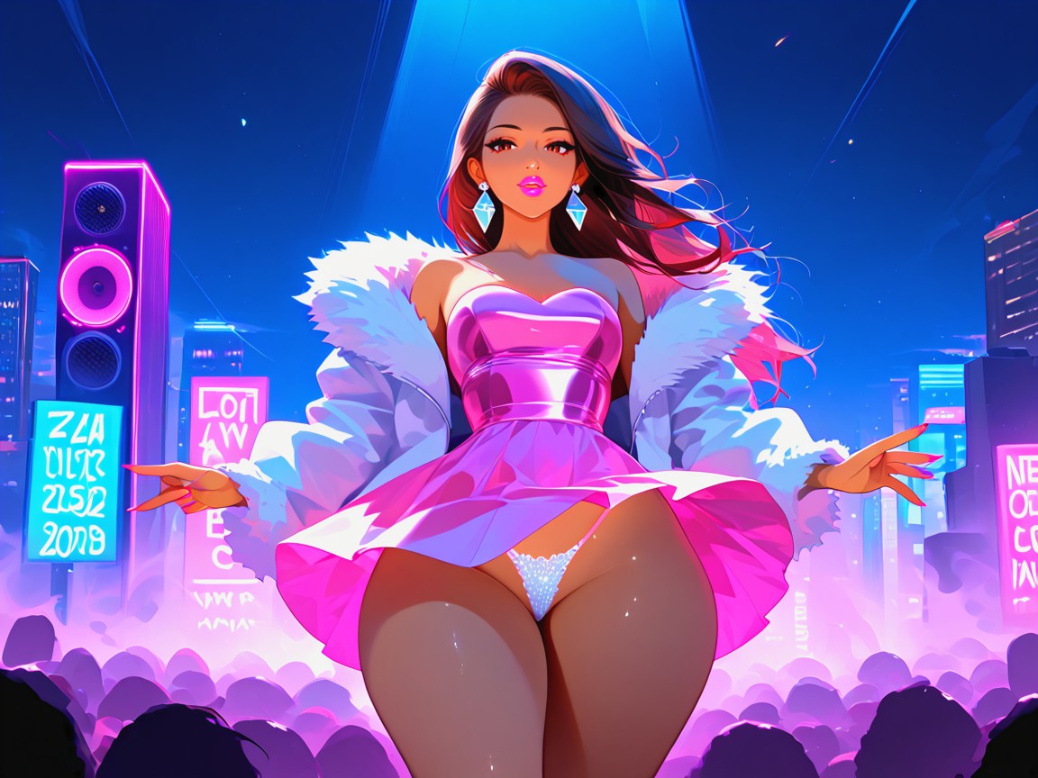 Rock Band Theme, Extremely Large Ass, Vibrant Saturated Colors AI Porn