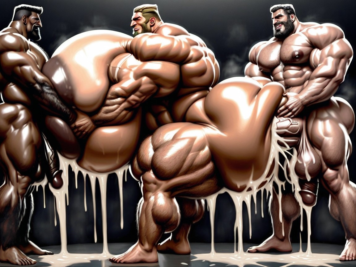 Sweaty, Rough Hyper Huge Impossibly Long Cocks Fucking Them Everywhere, Bearded 게이 AI 포르노