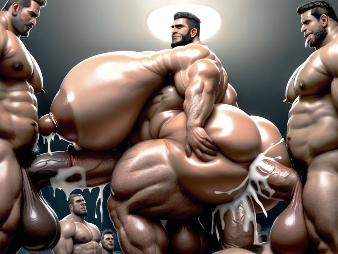 Sweaty, Huge Extreme Oversized Ass, Many Huge Cocks In Mouth And Hyper Massive Ass Porno IA Gay