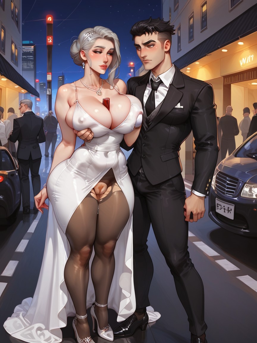 Black High Heels, Legs Spread, Man Has Classified Binder AI Porn