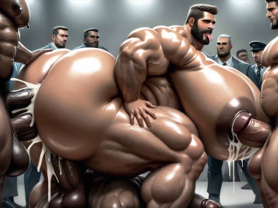 Mouth Agape, Erect Penis, Bearded Pornografia gay com IA