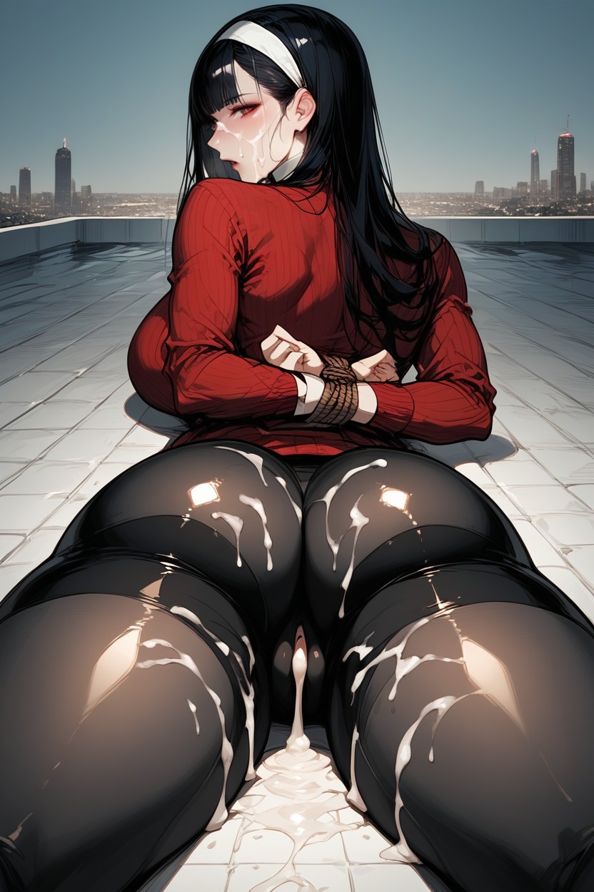 Thigh Gap, White Headband, Arms Tied Up Hentai AI Porn