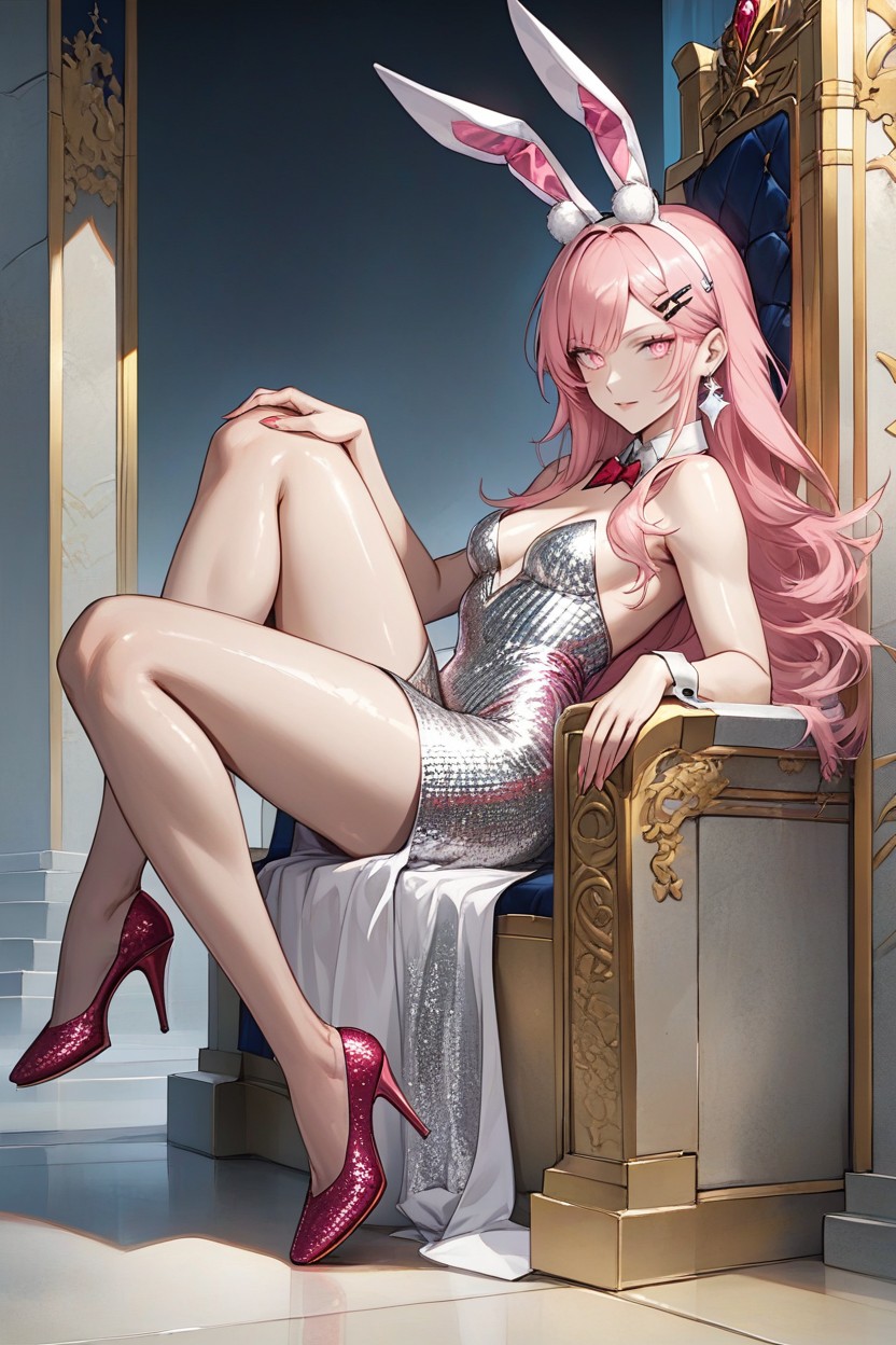 Laying On A Throne, Detailed Eyes, Glitter Eyes Hentai AI Porn
