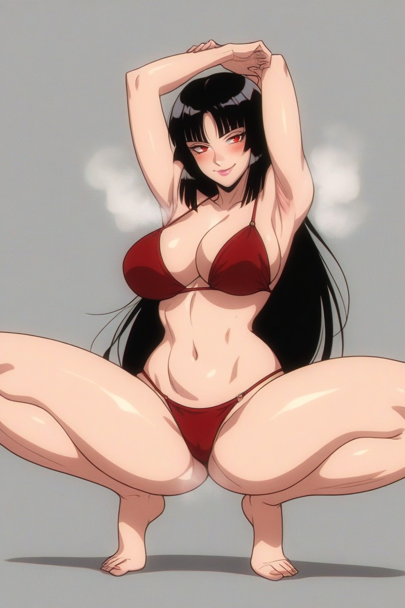 Steam, Squatting, Red Eyes Hentai AI Porn