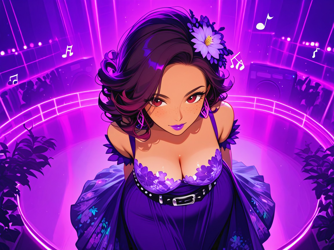 Grinning, Studded Belt, Flowing Skirt AI Porn