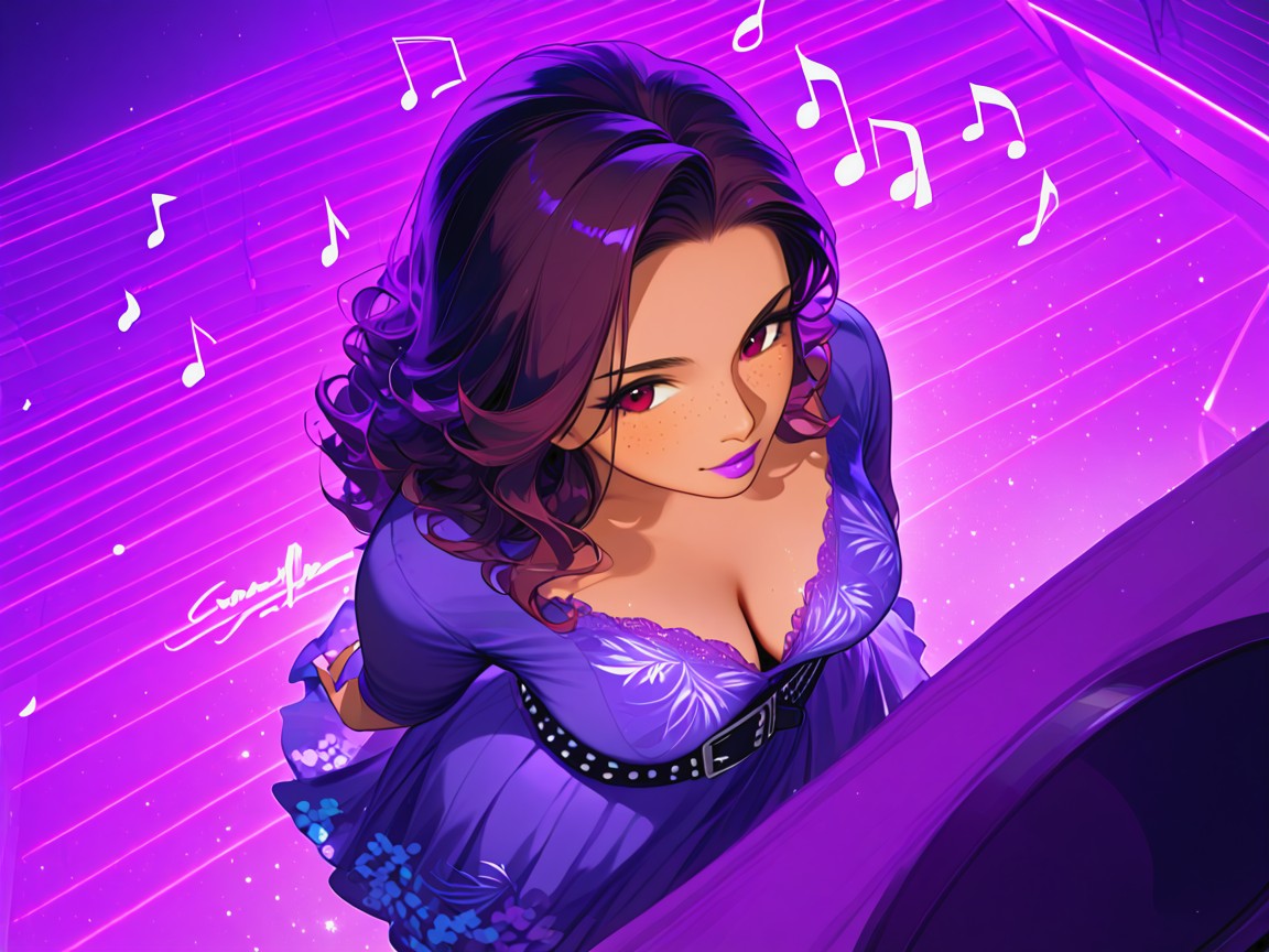 Neon Purple Flora, Chinadoll Face, Speaker Boxes AI Porn