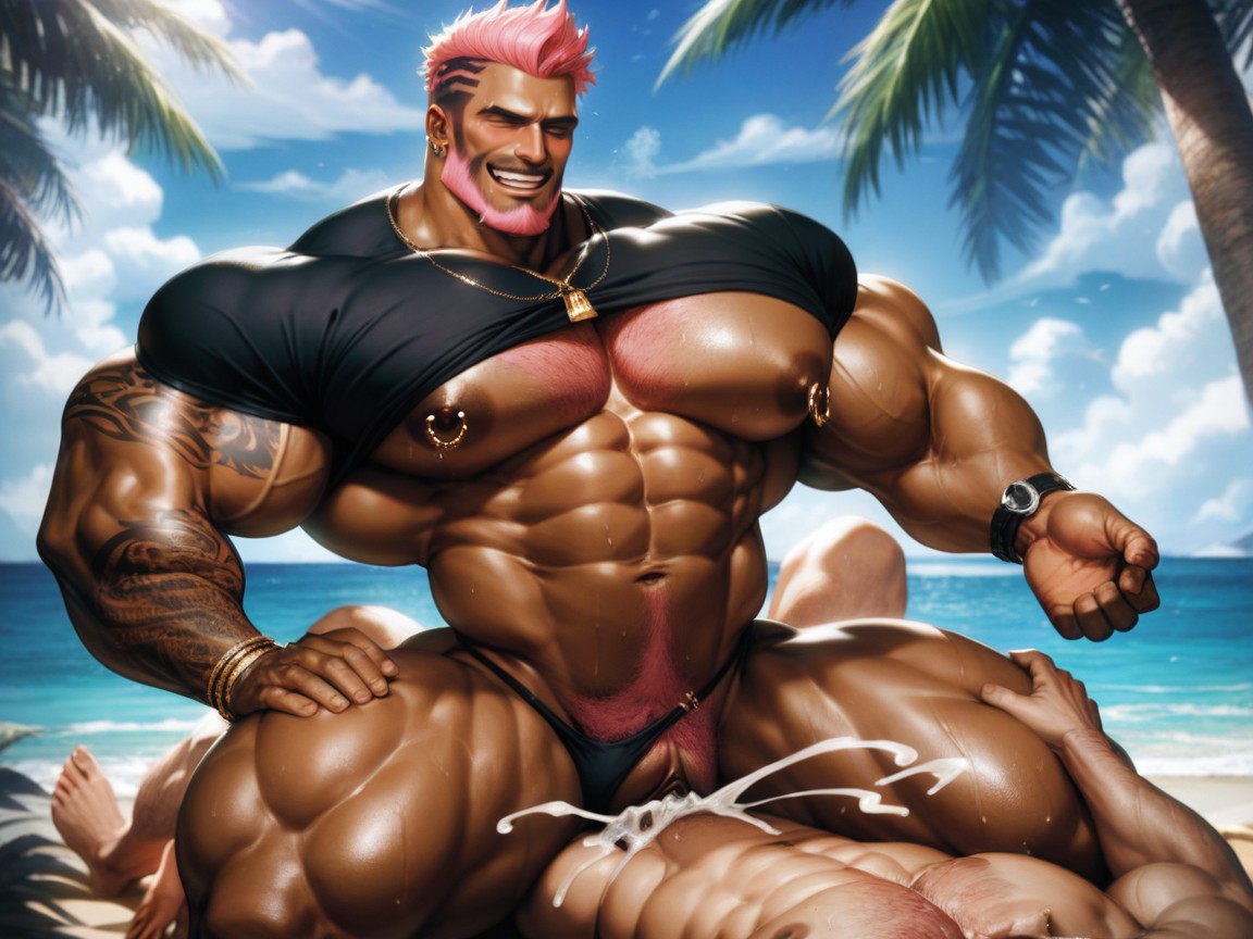 Hyper Muscles, 매우 짧은 머리, 하이퍼 하체 무거운 게이 AI 포르노
