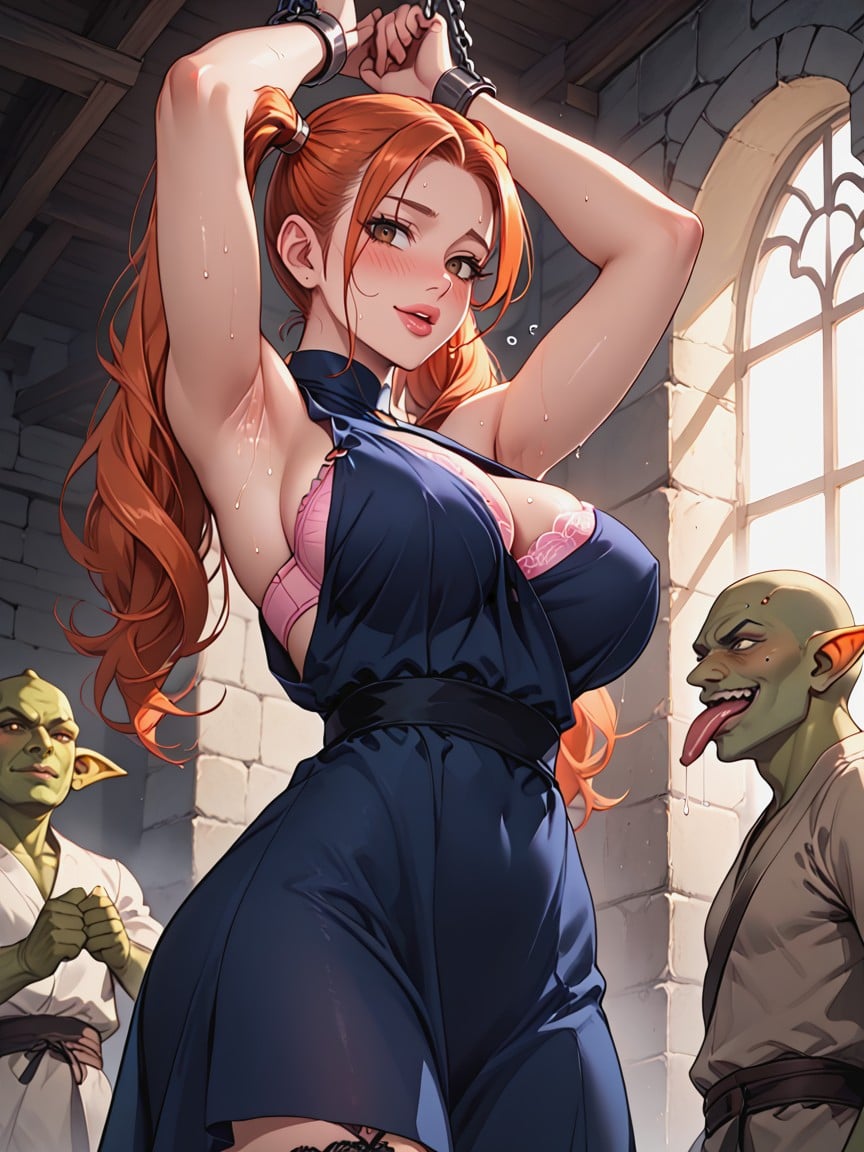 Large Breast, Lined Eyes, Embarrassed Hentai AI Porn
