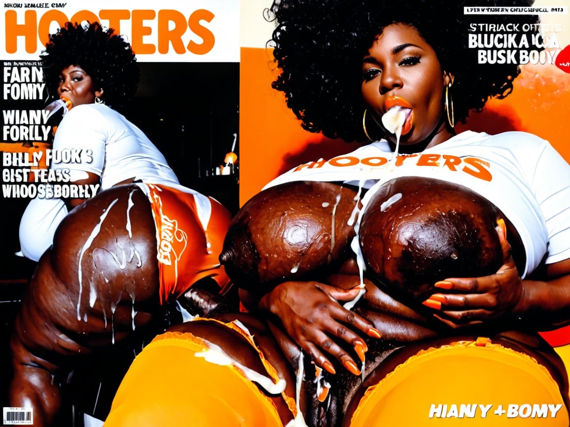 Ebony Veiny Boobs, Black Skinned Man, Curly Afro Ebony AI Porn