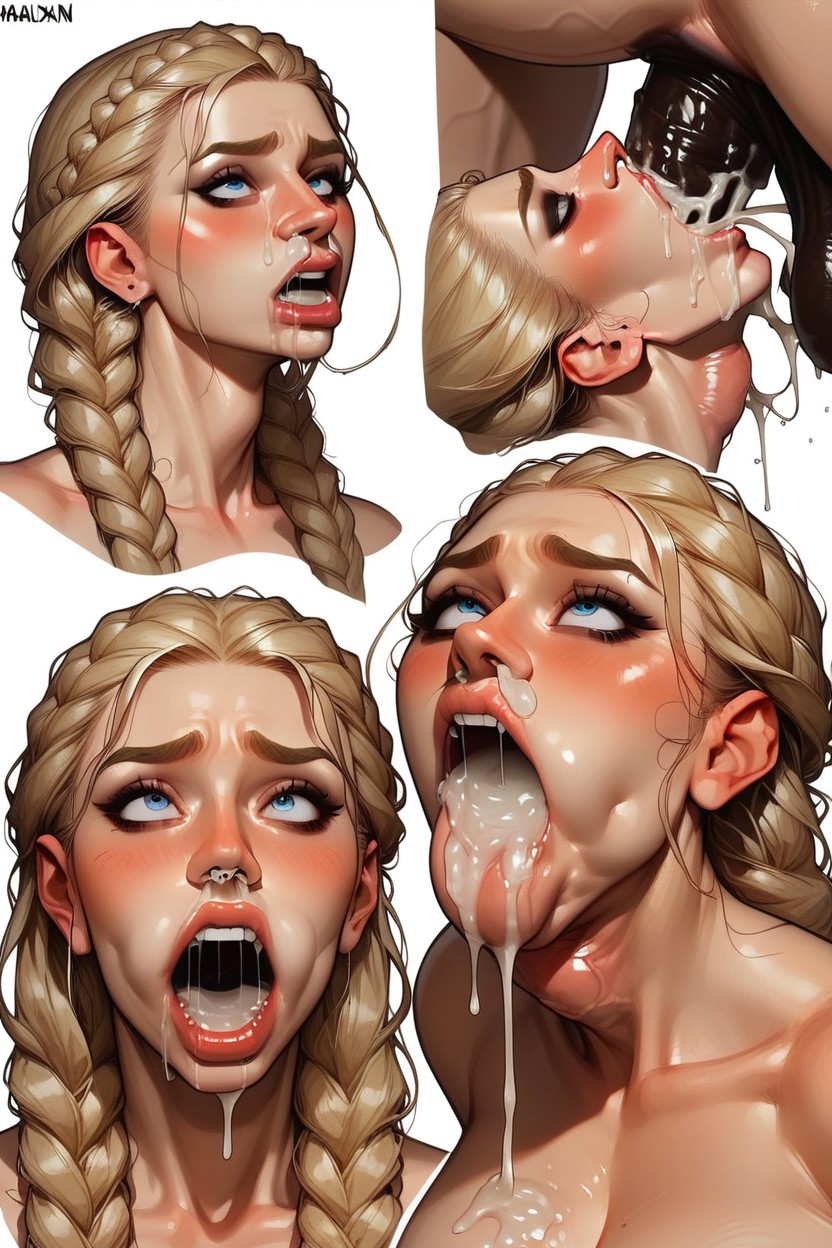 Throat Bulge, Sound Effect, Blonde Hair Hentai AI Porn