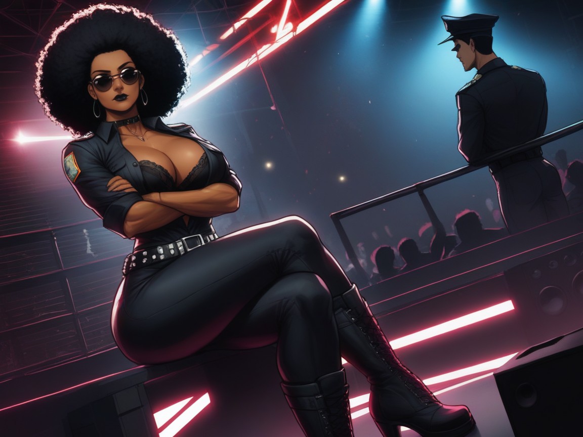 Ruined Skyscrapers In Distance, Black Lipstick, 18+ ラティーナAIエロ